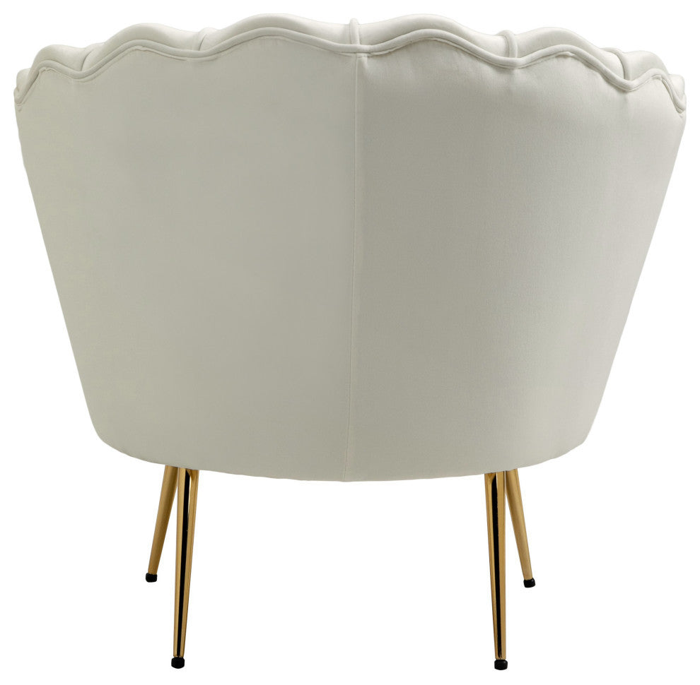 Gardenia  Velvet Upholstered Chair, Cream