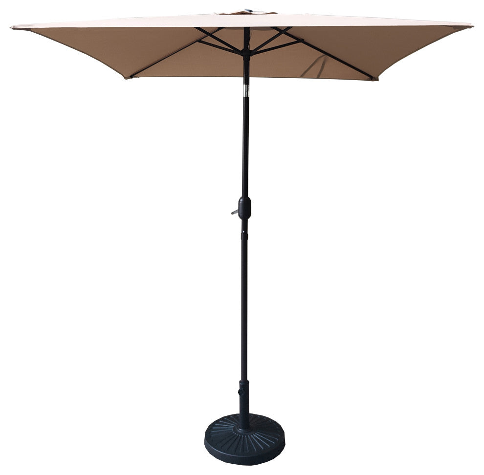 Davee 6.5' Square Market Umbrella With Stand/Base, Tan