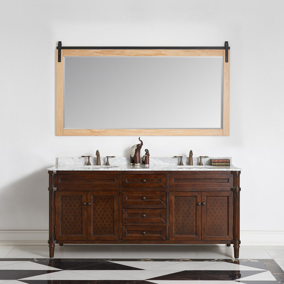 Cortes Rectangular Wall Mount Mirror, Weathered Pine, 72"