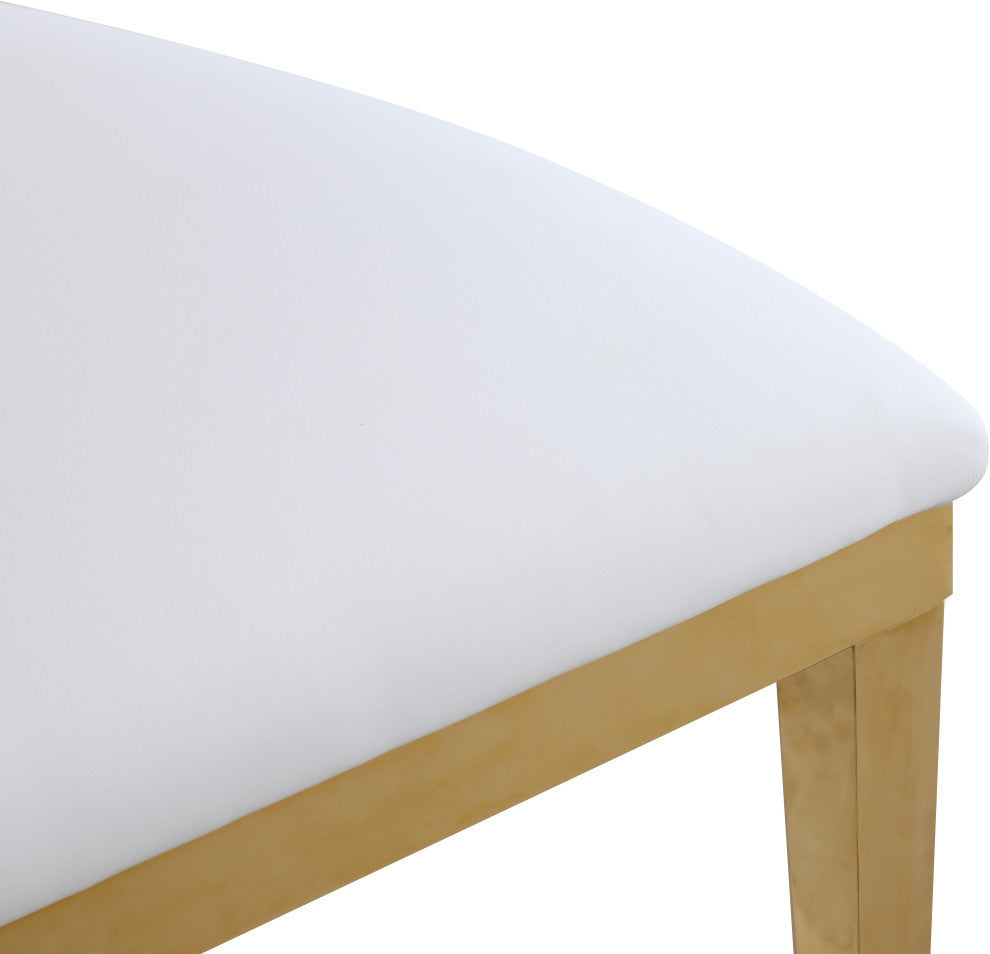 Carousel Upholstered Dining Chair, Set of 2, White Vegan Leather, Gold Finish