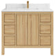 Elizabeth 42 Single Sink Bath Vanity in Light Natural Teak 1.5" Empira Quartz