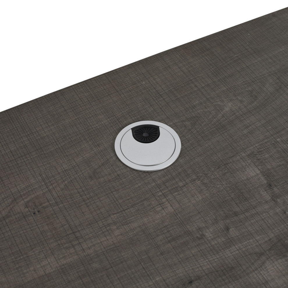 Single Vanity, Gray Oak Finish With Solid Surface Resin White Sink, 24"