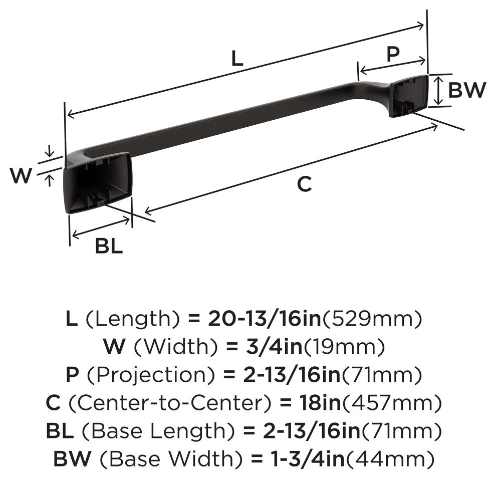 Amerock Highland Ridge Transitional Towel Bar, Oil Rubbed Bronze, 18" Center-to-