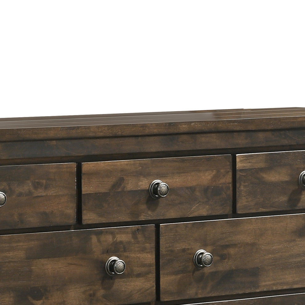 Benzara BM221232 Wooden Dresser With 9 Spacious Storage Drawers, Gray