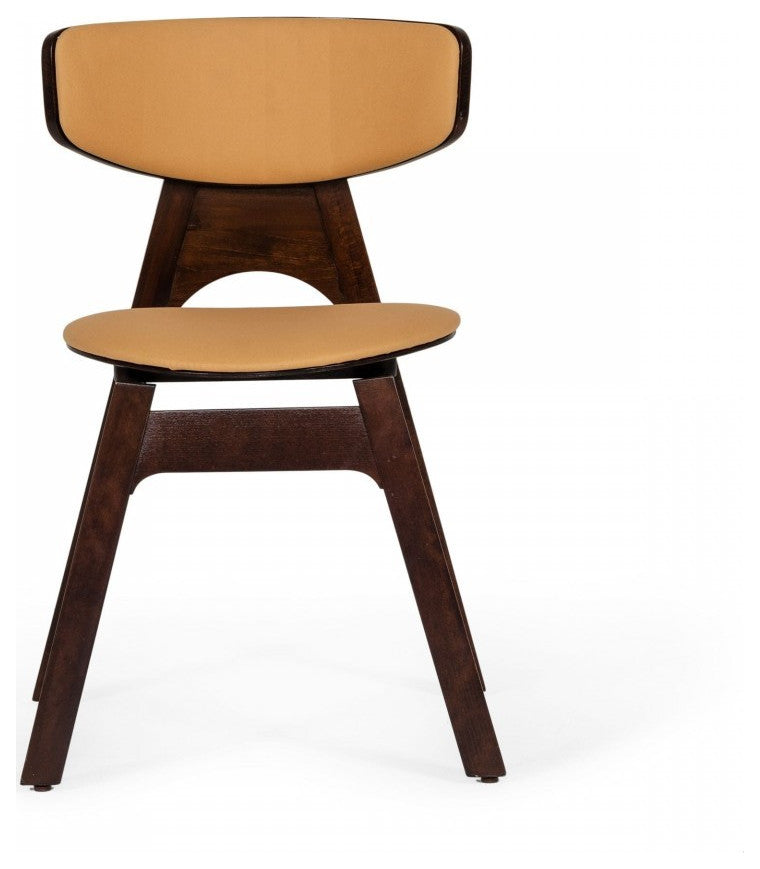 Set of Two Beige Faux Leather Modern Dining Chairs