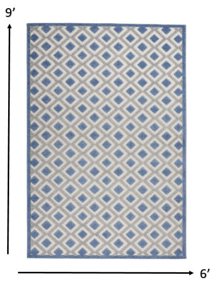 6 x 9 Blue and Gray Indoor Outdoor Area Rug