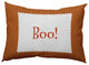 Halloween Boo Ticking Accent Pillow, Dark Red, 14"x20"