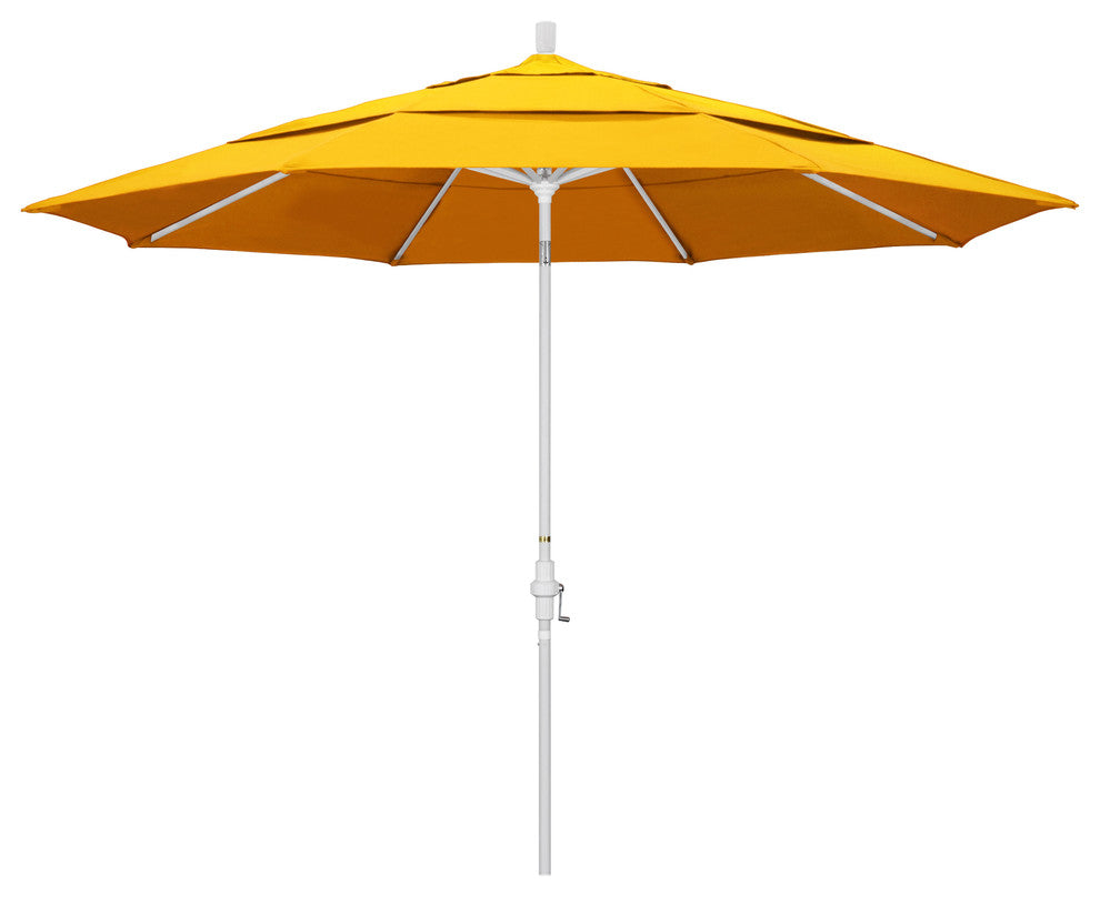 11' Aluminum Umbrella Collar Tilt Matted White, Sunflower Yellow