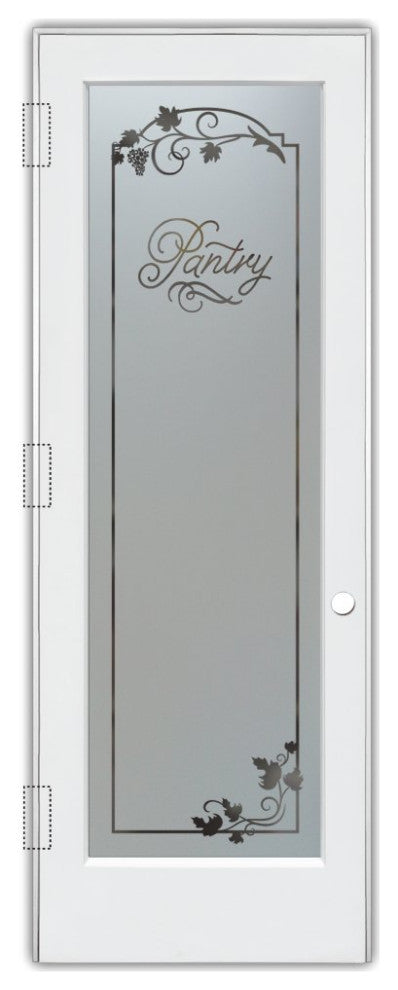 Pantry Door - Grape Ivy Melany - Primed - 28" x 96" - Knob on Right - Push Open
