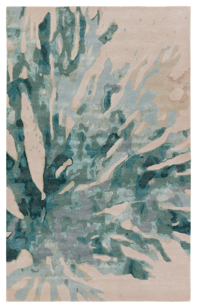 Atoll Handmade Animal Pattern Teal/ Sage Area Rug 8'X10'