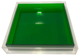 Neon Encased Lucite Tray, Emerald Green