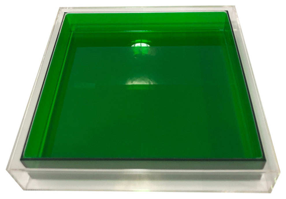 Neon Encased Lucite Tray, Emerald Green