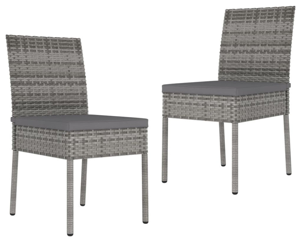 vidaXL Modern Dining Chairs 2 Pcs Patio Rattan Dining Chair Poly Rattan Gray