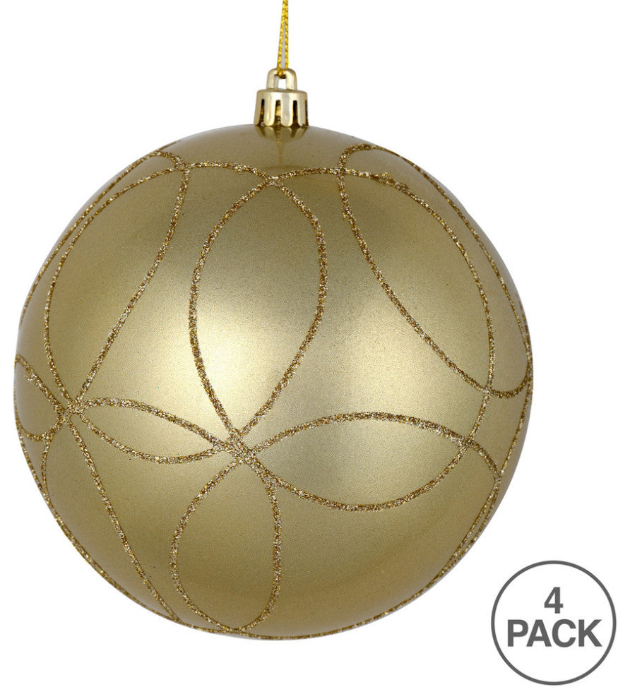Vickerman N182438D 4" Champagne Candy Finish Ornament With Circle Glitter