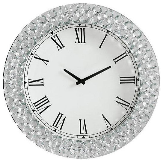 HomeRoots Bling Round Faux Crystal Wall Clock