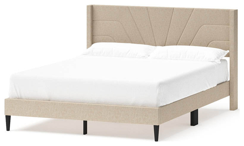Lindon Deco Modern Uphostered Queen Bed in a Box, Desert Brown