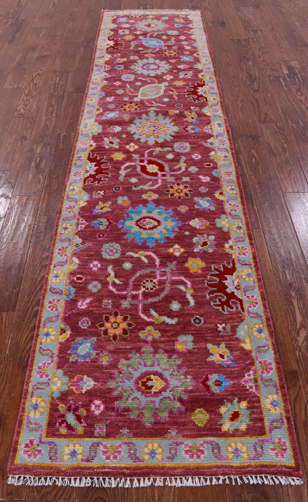 Runner Turkish Oushak Handmade Wool Rug 2' 6" X 10' 4" - Q15494