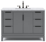 Elizabeth 48" Single Sink Carrara White Marble Vanity, Cashmere Gray