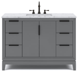 Elizabeth 48" Single Sink Carrara White Marble Vanity, Cashmere Gray