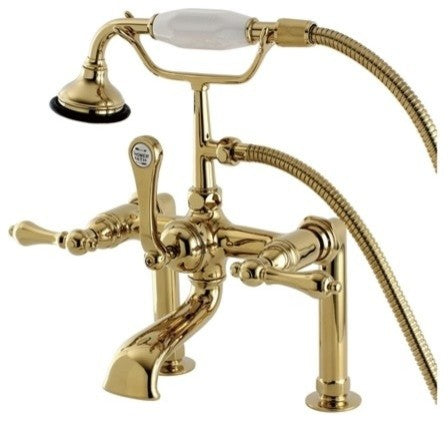 Aqua Vintage Deck Mount Clawfoot Tub Faucet, Polished Brass