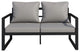 Outdoor Black Metal Patio Loveseat Sofa Chair With Cushions