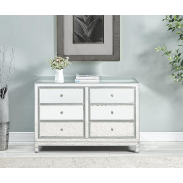 Dresser 6 Drawers 48" W X 18" D" X 32" H, Antique Silver Paint