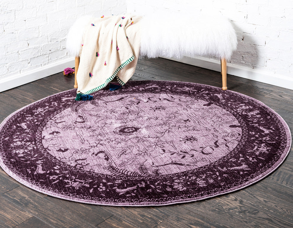 Rug Unique Loom La Jolla Violet Round 6' 0 x 6' 0
