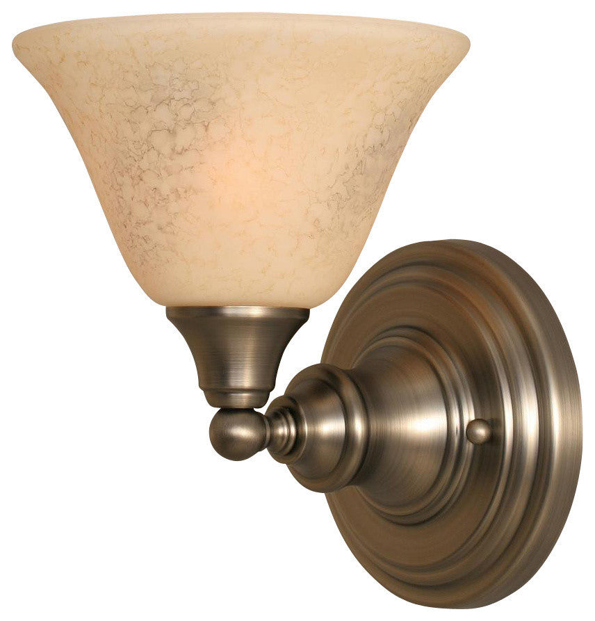 Toltec Lighting Wall Sconce, Brushed Nickel, 7" Italian Marble Glass