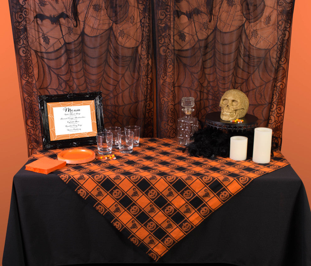 Halloween Woven Check Tablecloth, 52"x52"