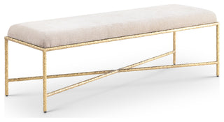 Valley Upholstered Bench, Beige, 54" W x 18" D, Gold, Chenille Fabric