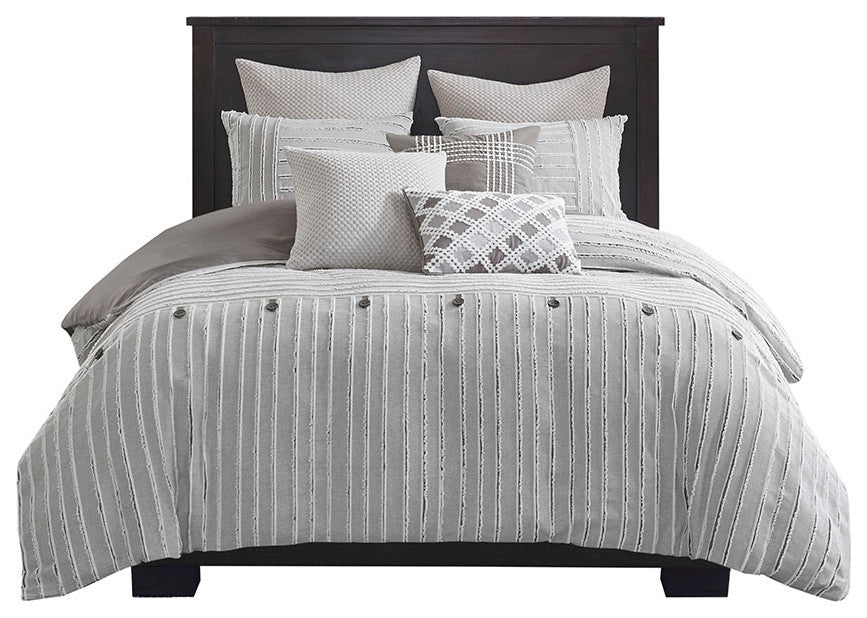 Madison Park Signature Essence Grey Comforter Duvet Cover Set w Removable Insert