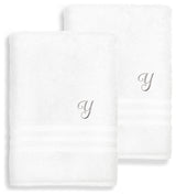 Denzi Bath Sheets With Monogrammed Letter, Set of 2, Y