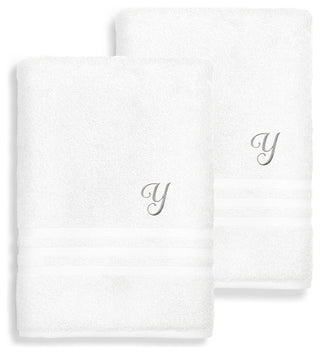Denzi Bath Sheets With Monogrammed Letter, Set of 2, Y