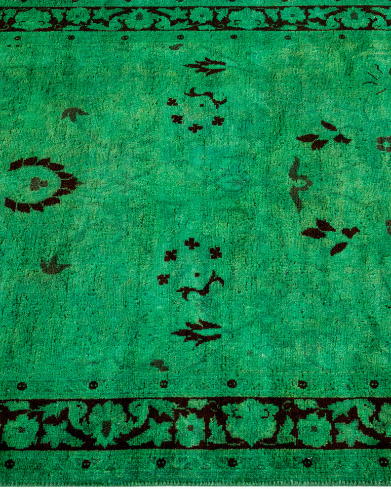 Fine Vibrance, One-of-a-Kind Hand-Knotted Runner Rug Green, 2' 7" x 12' 3"