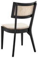 Side Dining Chair, Beige Black, Wood, Modern, Kitchen Cafe Bistro Hospitality