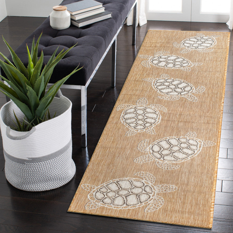 Carmel Seaturtles Indoor/Outdoor Rug, Sand, 1'11"x7'6" Runner