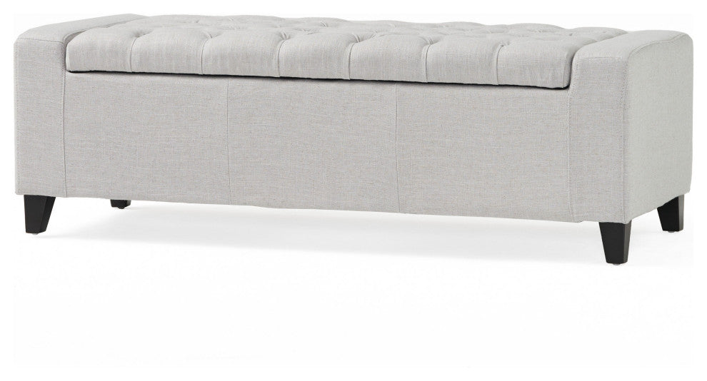 GDF Studio Seattle Tufted Storage Ottoman Bench, Light Gray