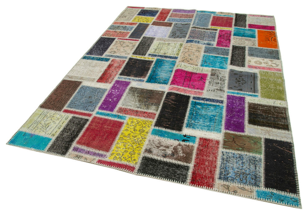 Rug N Carpet - Hand-Knotted Turkish 5' 9" x 8' 0" Vintage Patchwork Area Rug