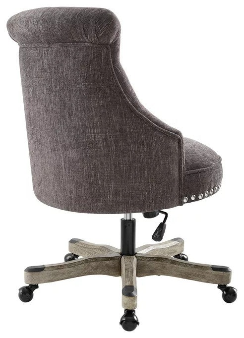 Classic Office Chair, Swivel Design & Diamond Button Tufted Back, Charcoal Gray