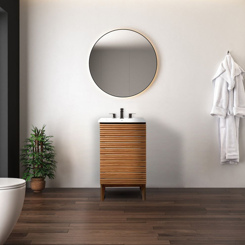 20" Slat Modern 2-Shelf Bath Vanity Cabinet Only (Sink Basin not Included)