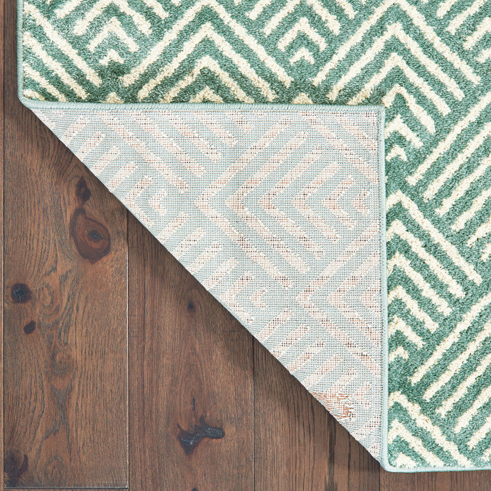 Carolina Geometric Ecaille Blue/Ivory Area Rug, 2'x3'