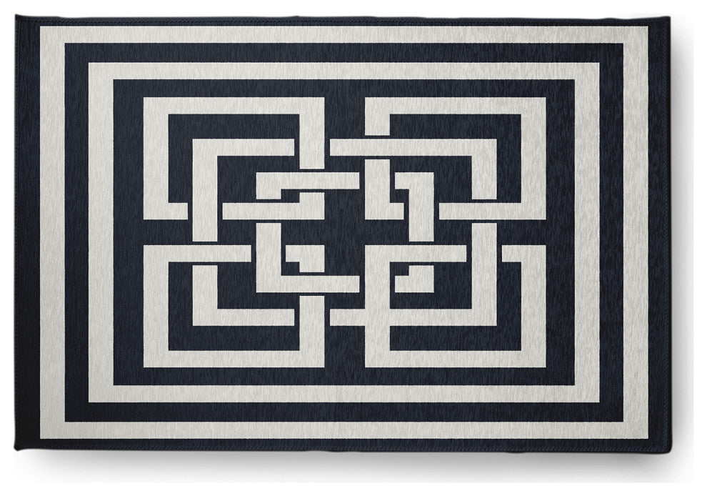 Greek New Key Nautical Chenille Rug
