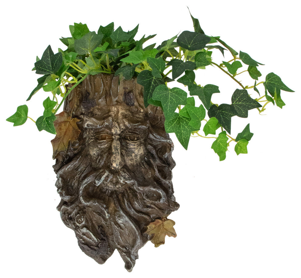 10.25" Brown Tree Face Outdoor Garden Planter