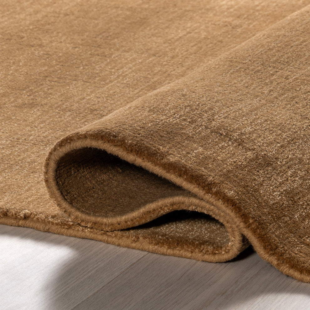 Arrel Speckled Wool-Blend Area Rug, Wheat 2' 6" x 12'