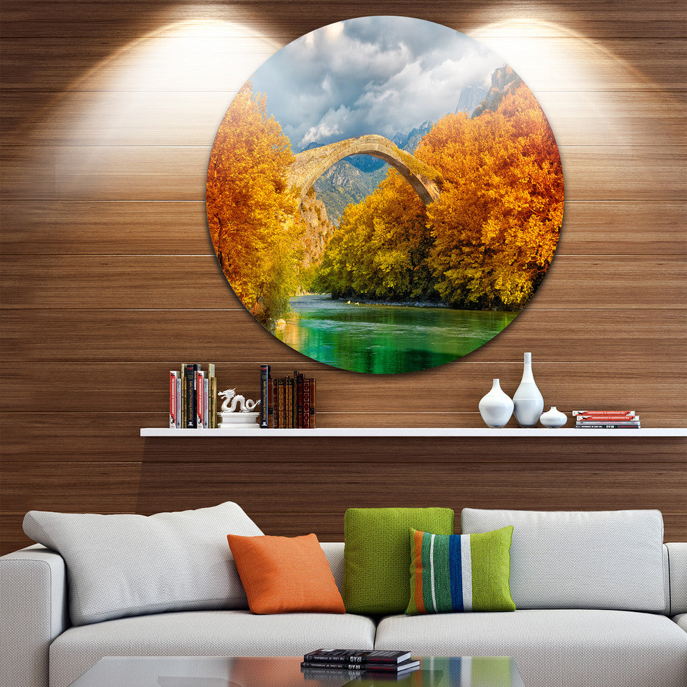 Konitsa Bridge, Photography Round Wall Art, 36"