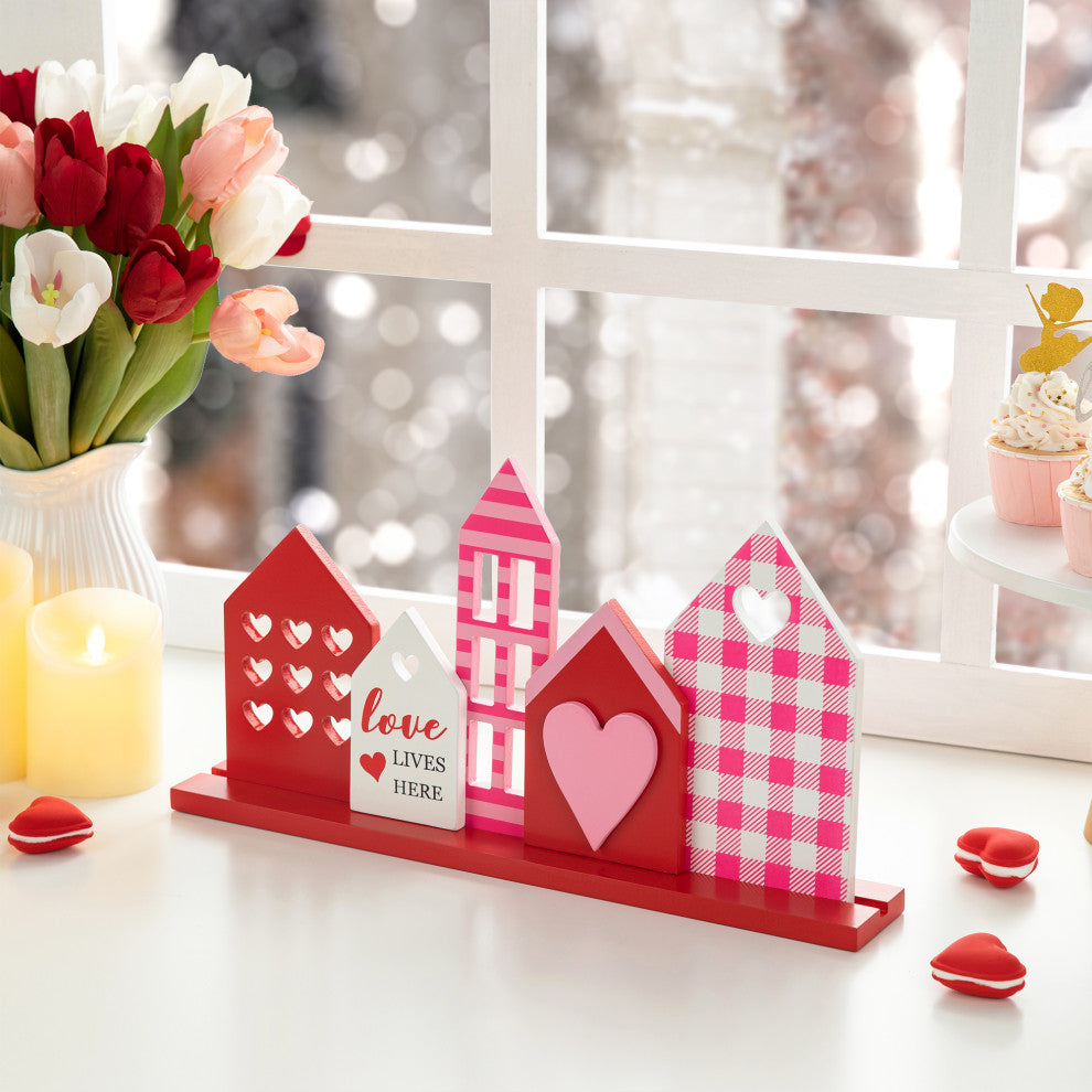 16"L  Valentine's  House Wooden Table Decor