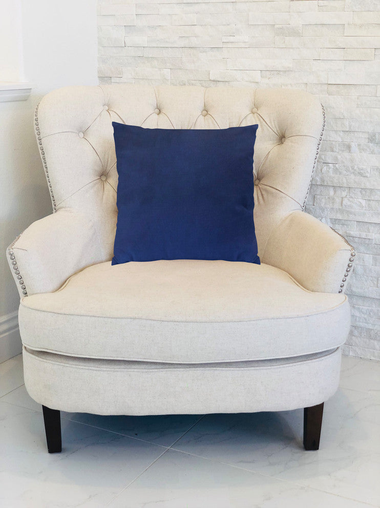 Plutus Navy Handmade Throw Pillow, Double Sided 22"x22"