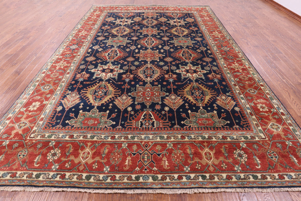 9' 9" X 13' 11" Heriz Serapi Hand-Knotted Wool Rug - Q15994