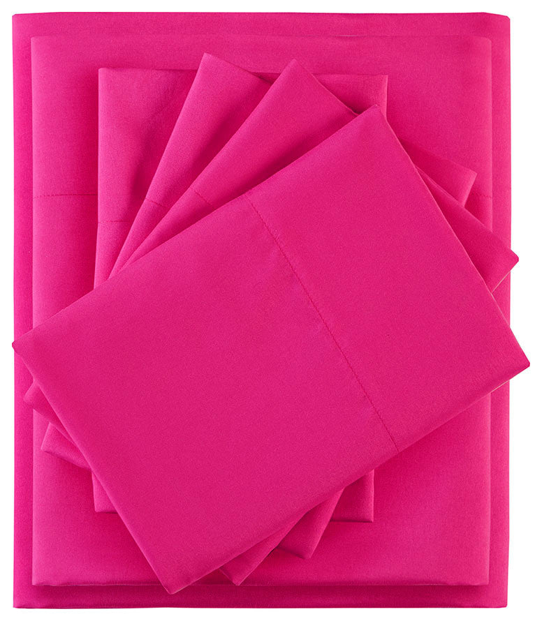 Intelligent Design Microfiber Sheet Set With Side Storage Pockets, Pink