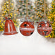 Set of 9 Assorted Sized Hanging Christmas Bells, Antique Red